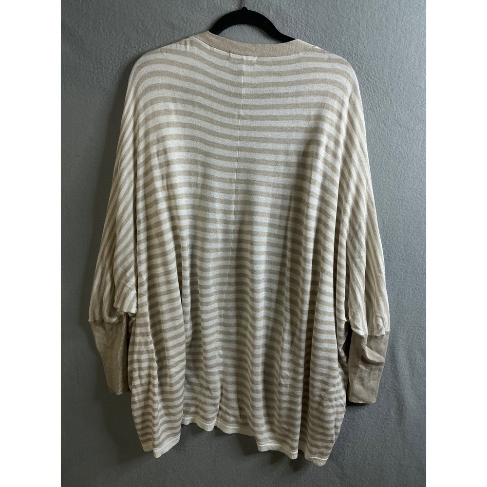 Verve ami Striped Cardigan Women's Large Open Front Knit Sweater with Pockets - Picture 4 of 6